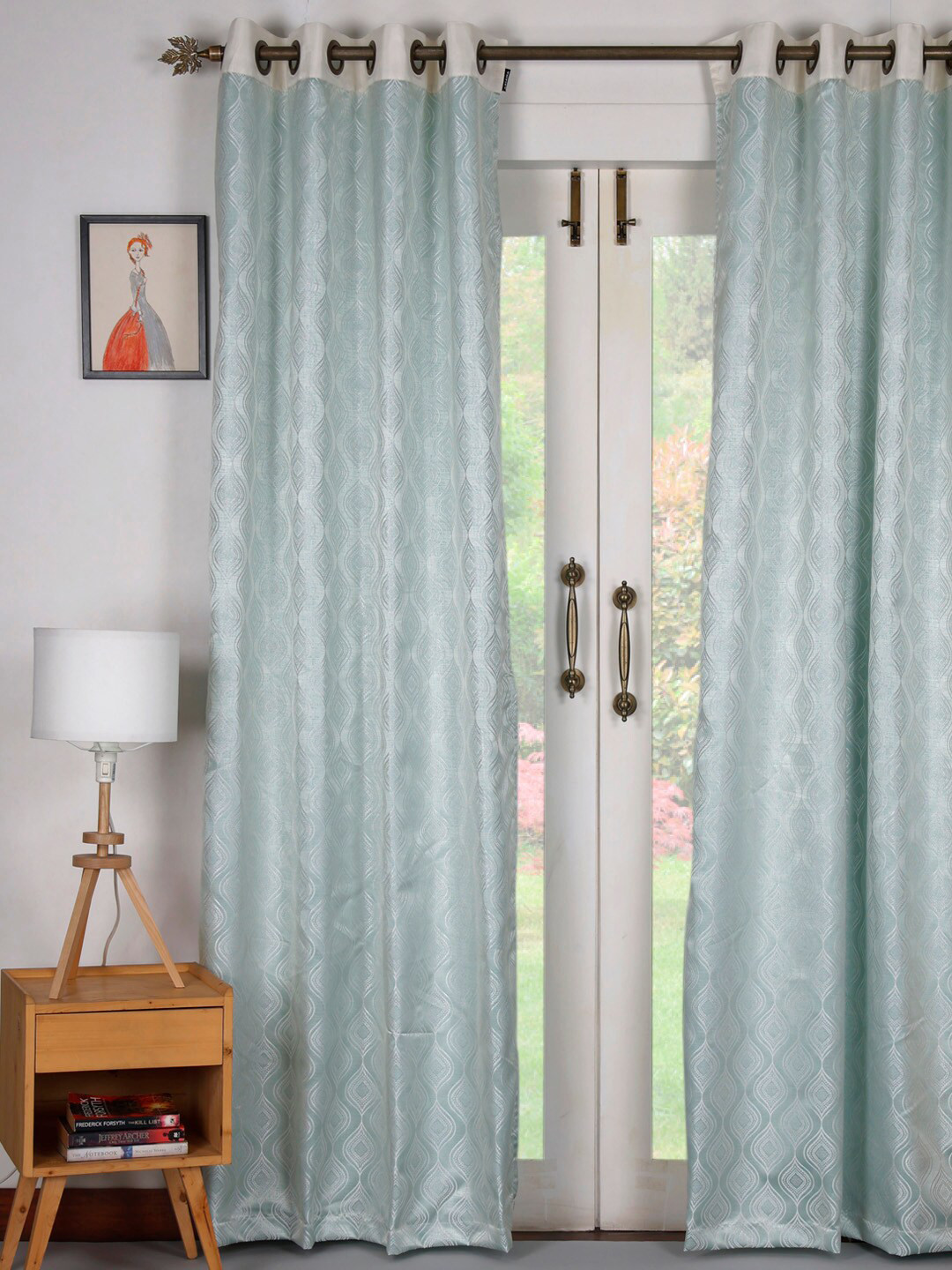 Buy Ariana Turquoise Blue & Silver Toned Ethnic Motifs Door Curtain