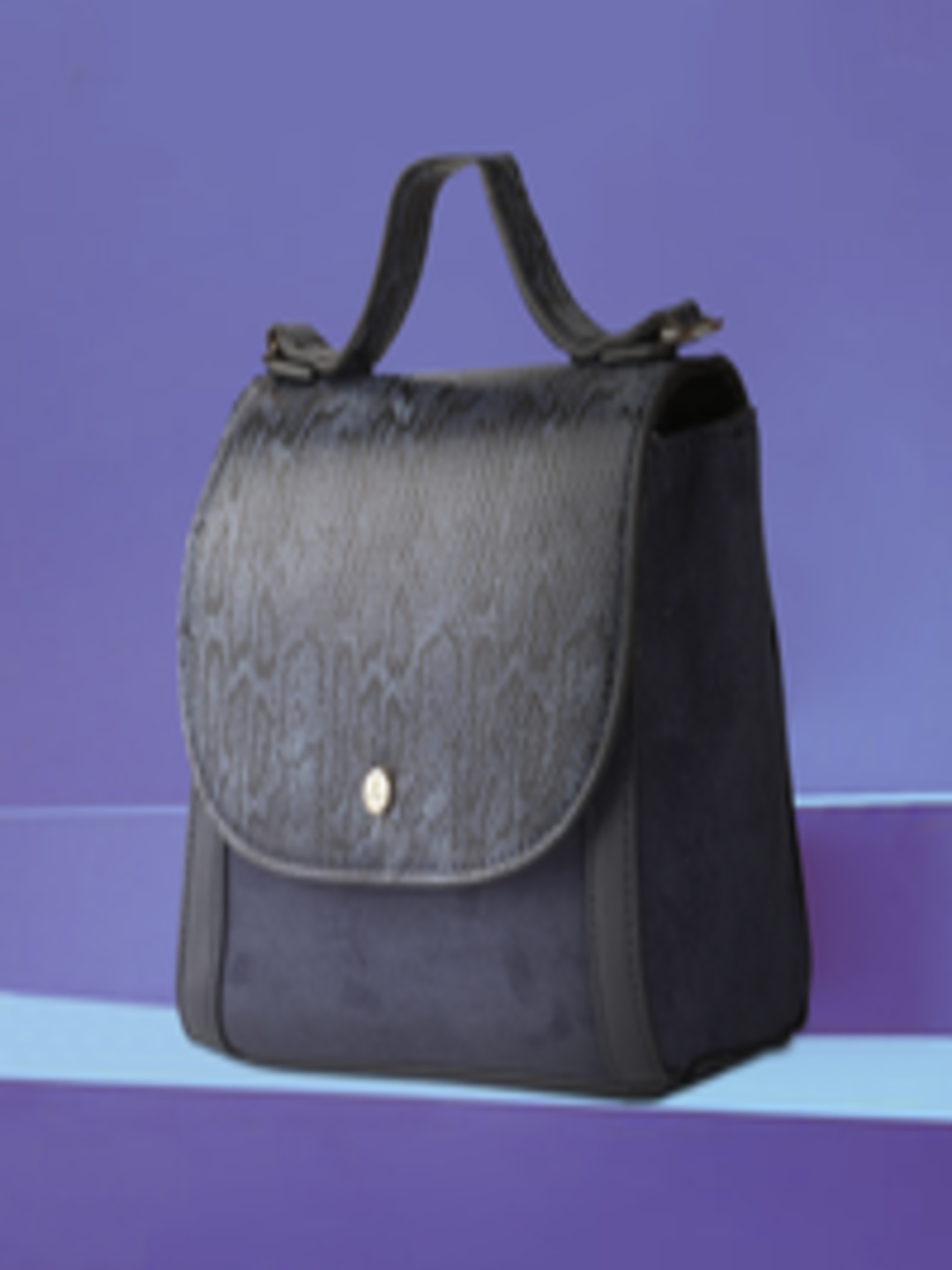 Buy Accessorize Navy Blue & Black Snakeskin Textured Satchel - Handbags