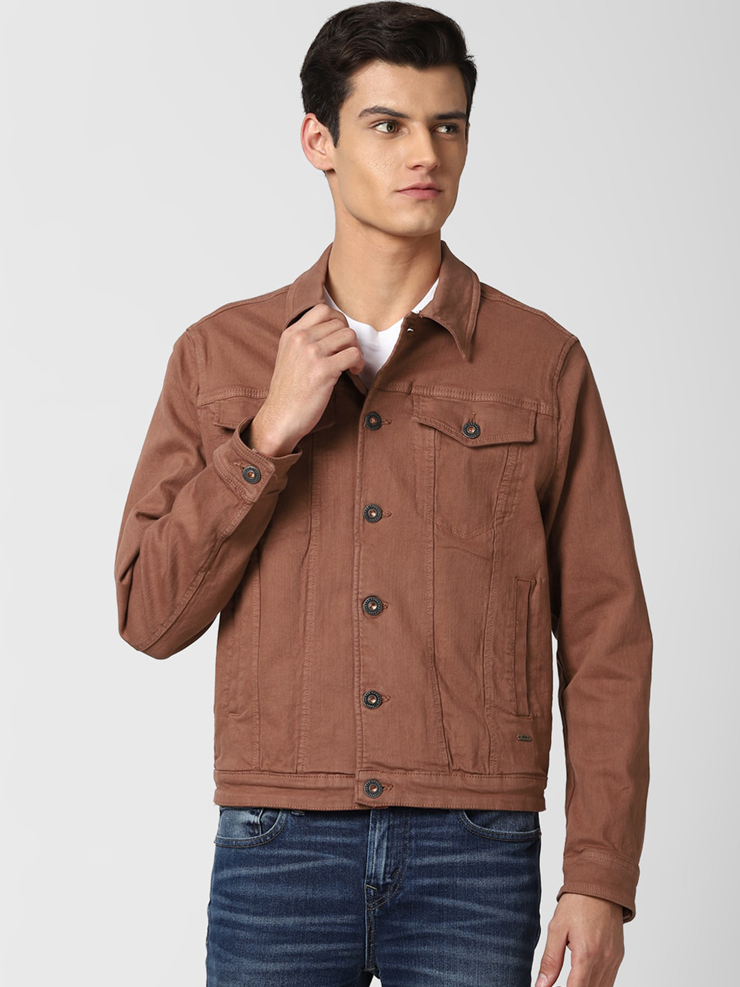 Buy Peter England Casuals Men Brown Denim Jacket Jackets for Men