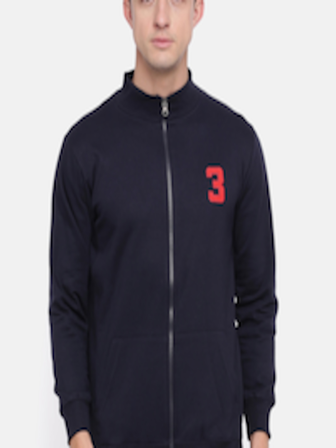 Buy ONN Men Navy Blue & Red Cotton Bomber Jacket - Jackets for Men ...