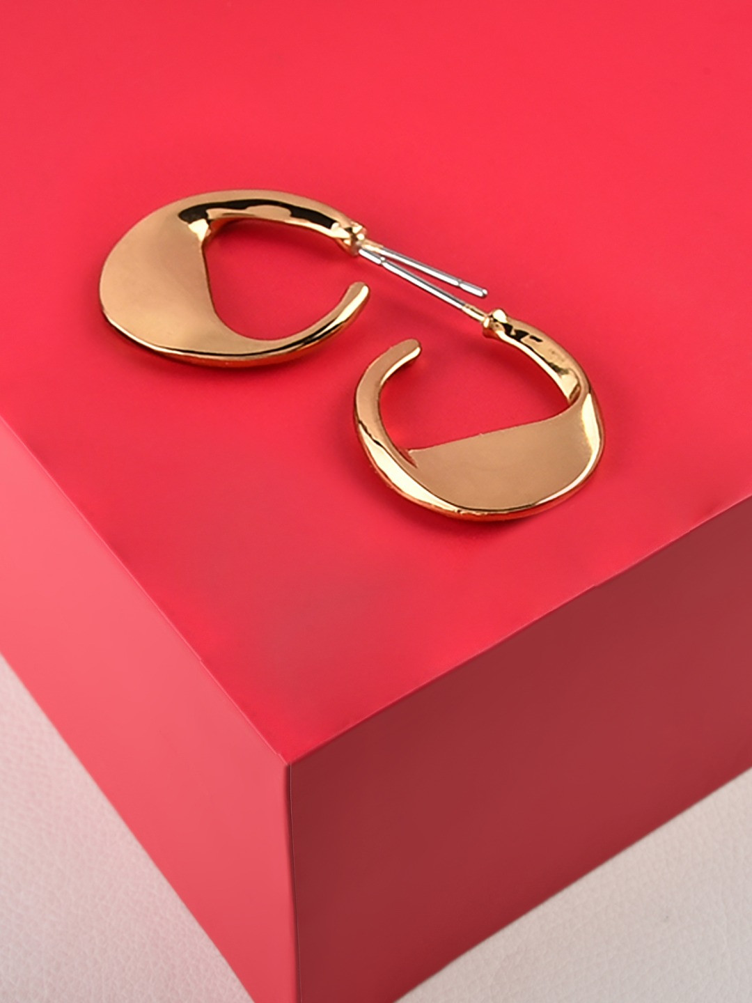 Buy AMI Gold Toned Contemporary Half Hoop Earrings Earrings for Women