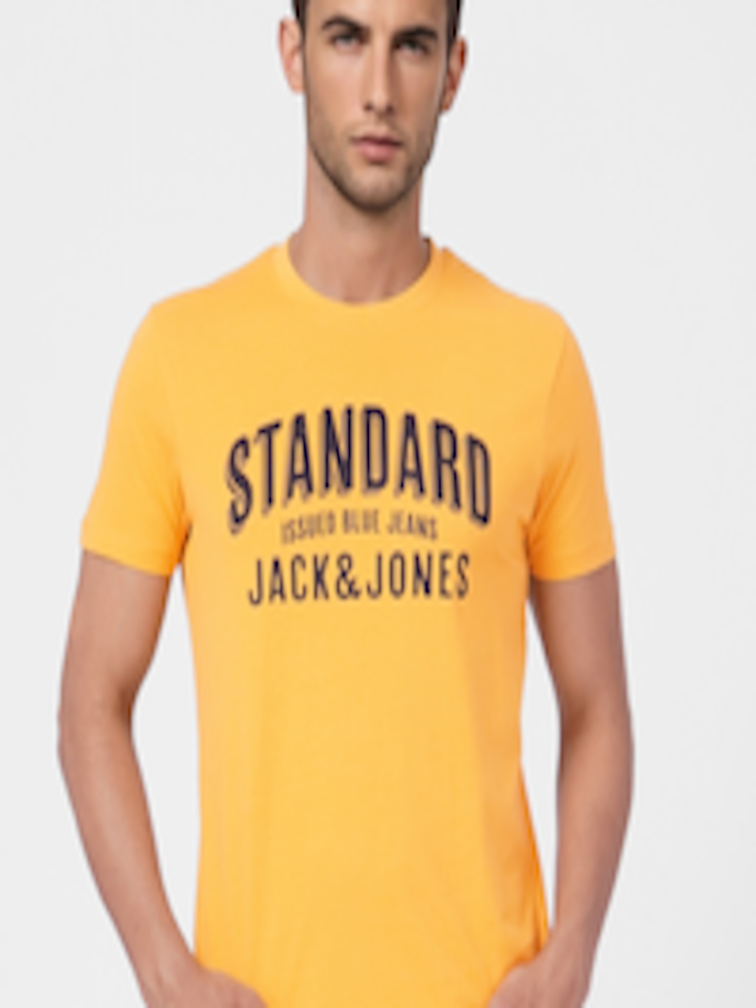 Buy Jack & Jones Men Mustard Yellow Printed Slim Fit Pure Cotton Casual ...