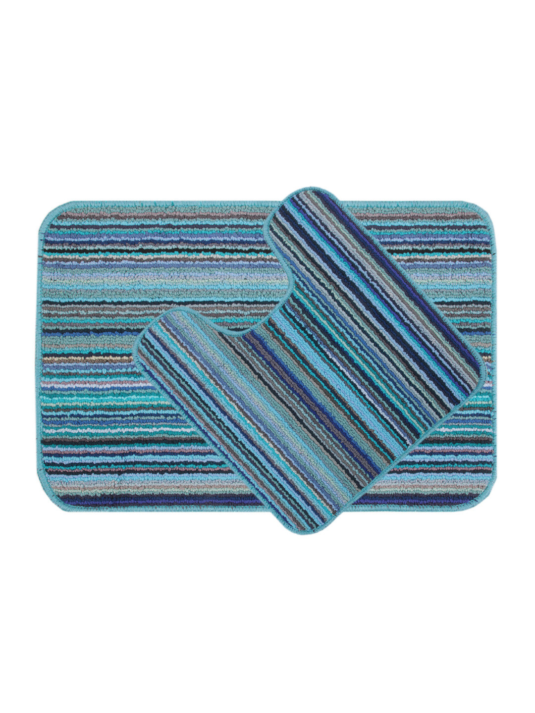 Buy Saral Home Blue Striped Rectangular Bath Rug & Contour Bath Rugs
