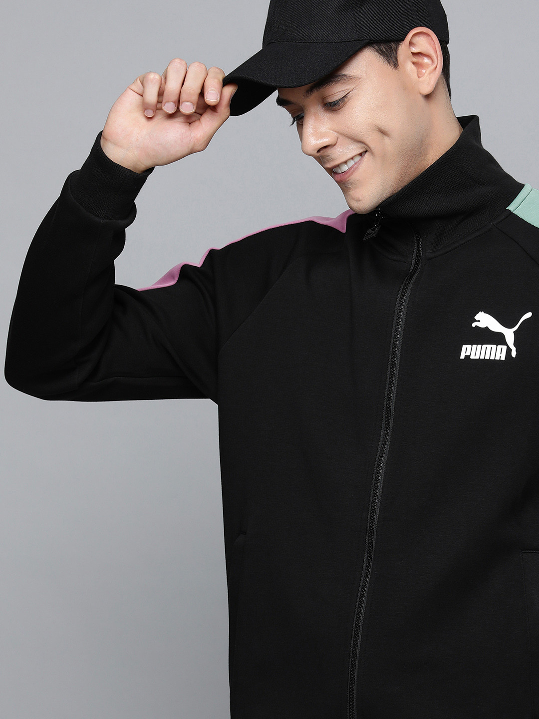 Buy Puma Men Black Brand Logo Iconic T7 Double Knit Biker Track