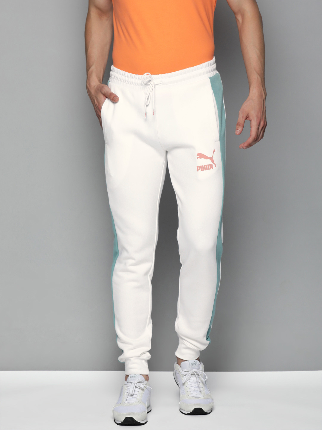 Buy Puma Men White Iconic T7 Double Knit Slim Fit Sustainable Joggers