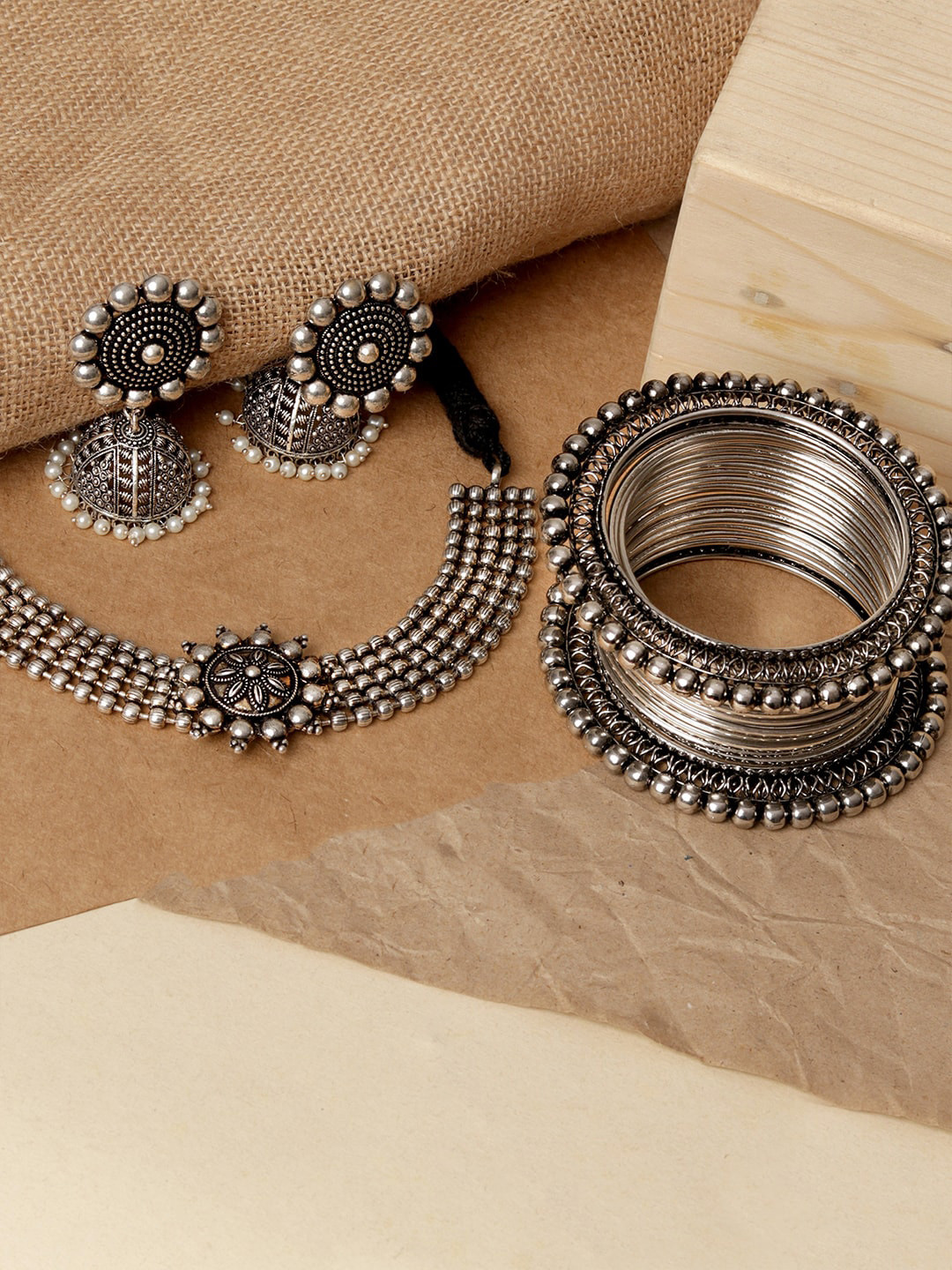 Buy Fida Silver Plated Oxidised Jewellery Set Jewellery Set for Women