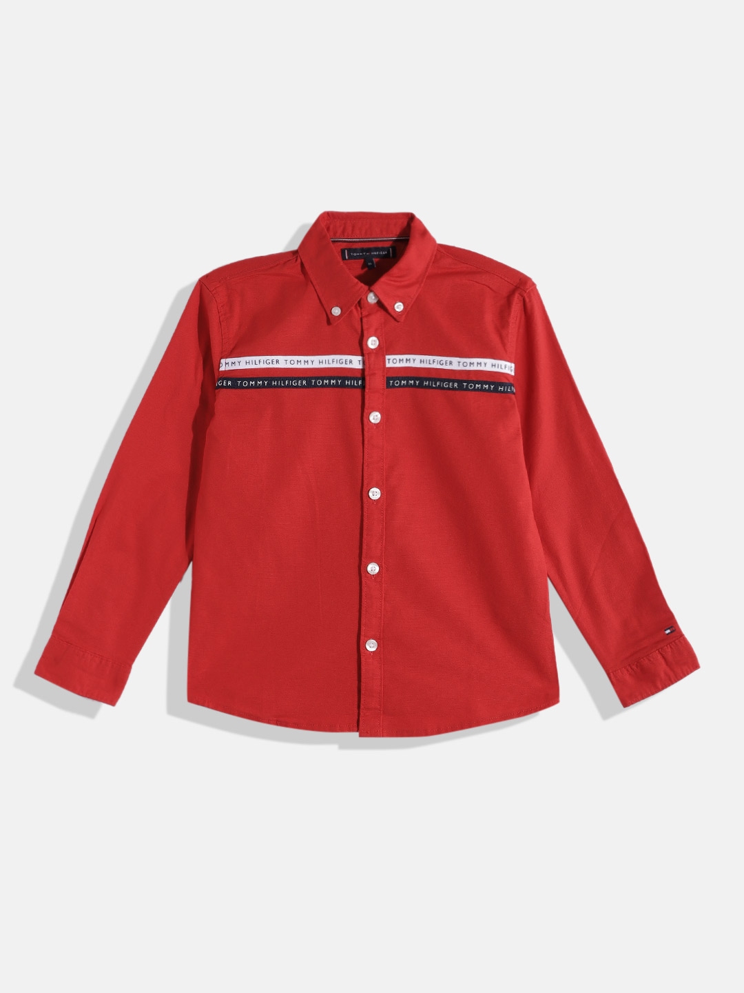 Buy Tommy Hilfiger Boys Brand Logo Striped Detail Casual Shirt Shirts