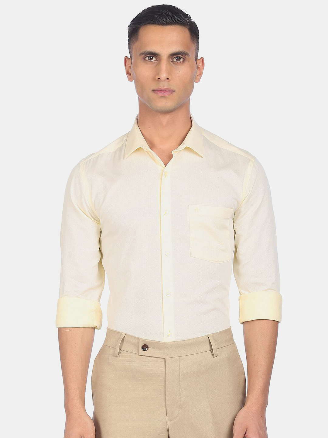 Buy Arrow Men Yellow Pure Cotton Formal Shirt Shirts for Men 16711496