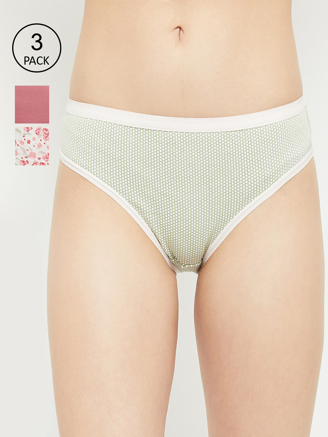 Buy Max Women Green & Pink Pack Of 3 Basic Briefs NOOSPA21LH03GREEN
