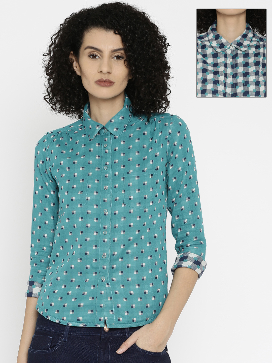 Buy Wrangler Women Teal Blue Reversible Shirt Shirts for Women