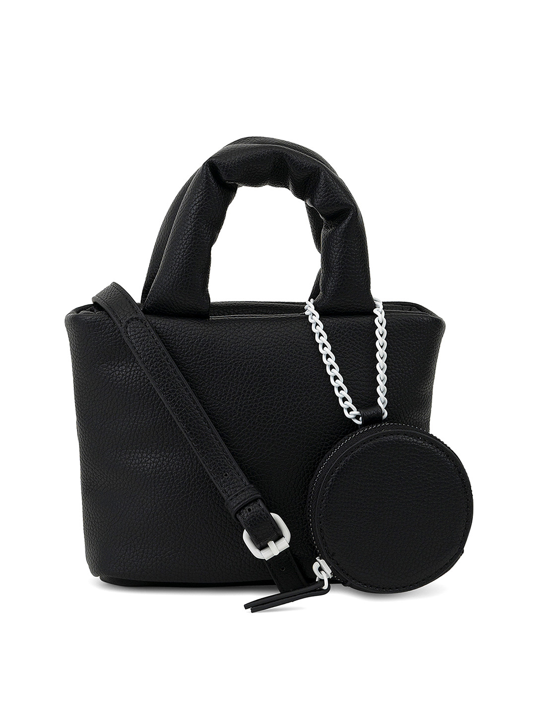 Buy MIRAGGIO Black Structured Mini Sling Bag With Coin Purse Handbags