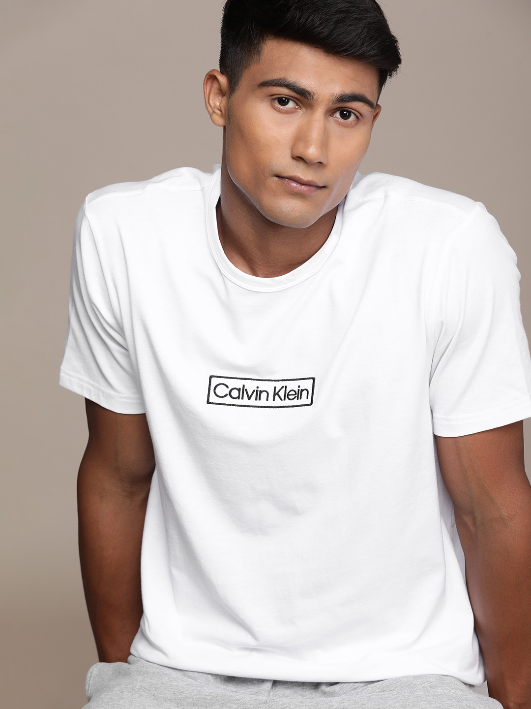 Buy Calvin Klein Underwear Men White Solid Lounge T Shirt Lounge