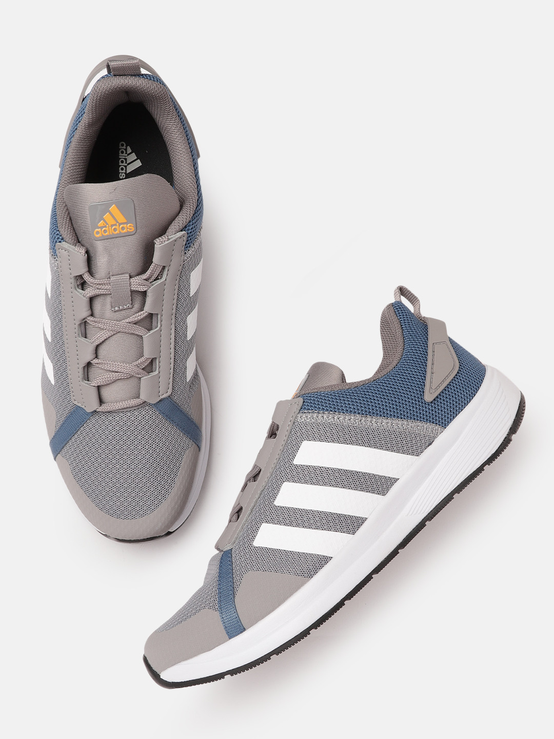 Buy ADIDAS Men Grey & White Striped & Woven Design Gallivantor Running