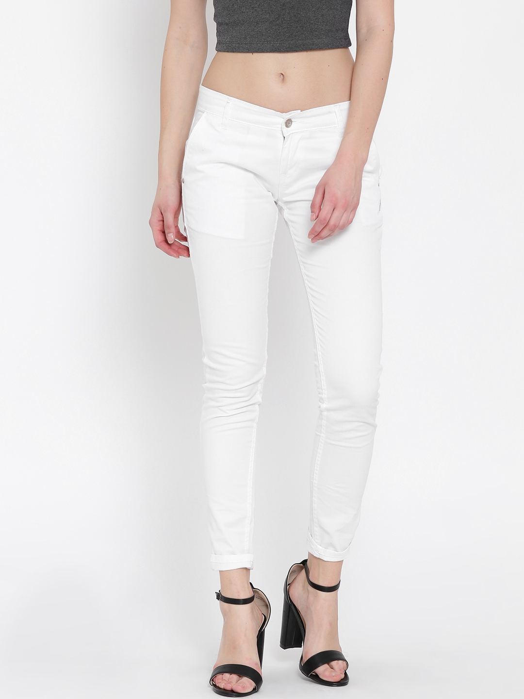 Buy Hubberholme Women White Stretchable Structured Fit Mid Rise Jeans ...