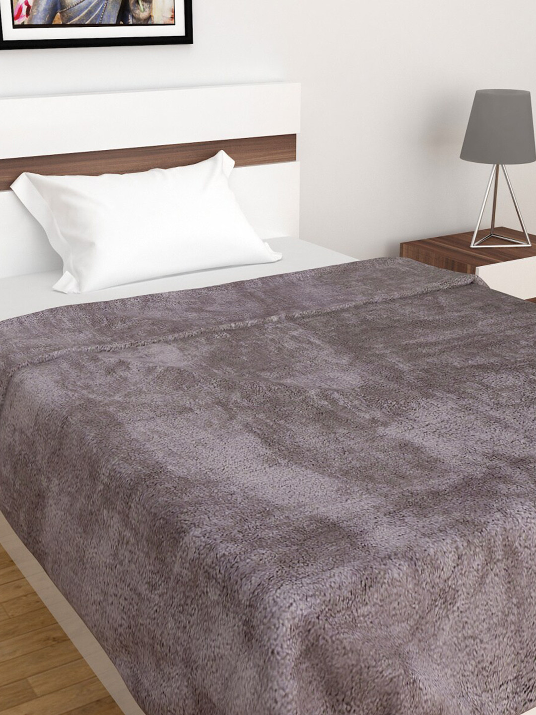 Buy Home Centre Grey 210 GSM Sherpa Single Bed Winter Blanket