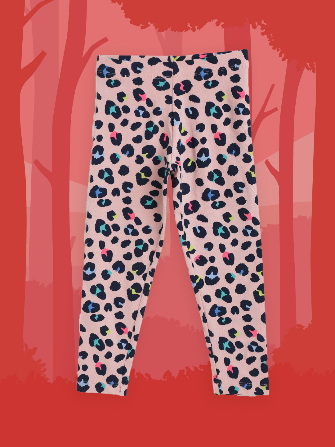 Buy Marks & Spencer Girls Pink & Navy Blue Leopard Print Leggings
