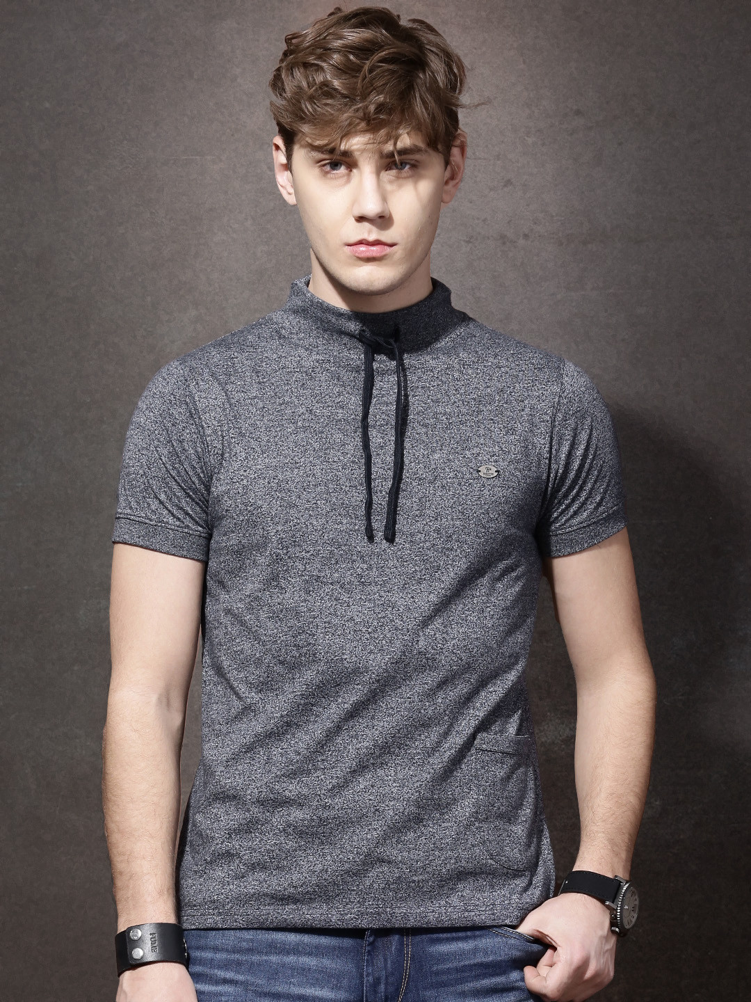 Buy Roadster Grey High Neck T Shirt Tshirts for Men 1673731 Myntra