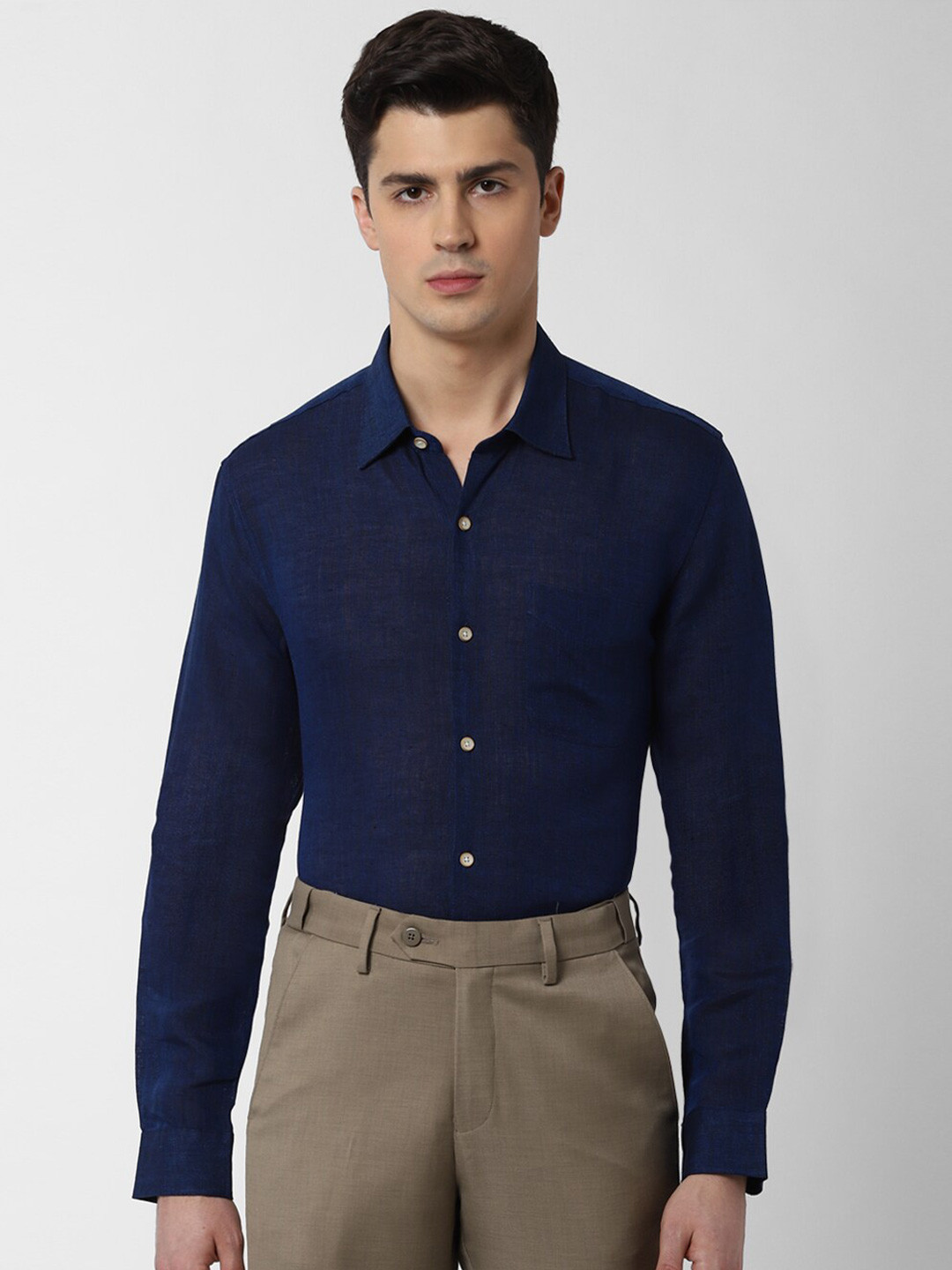 Buy Peter England Elite Men Navy Blue Slim Fit Formal Shirt Shirts