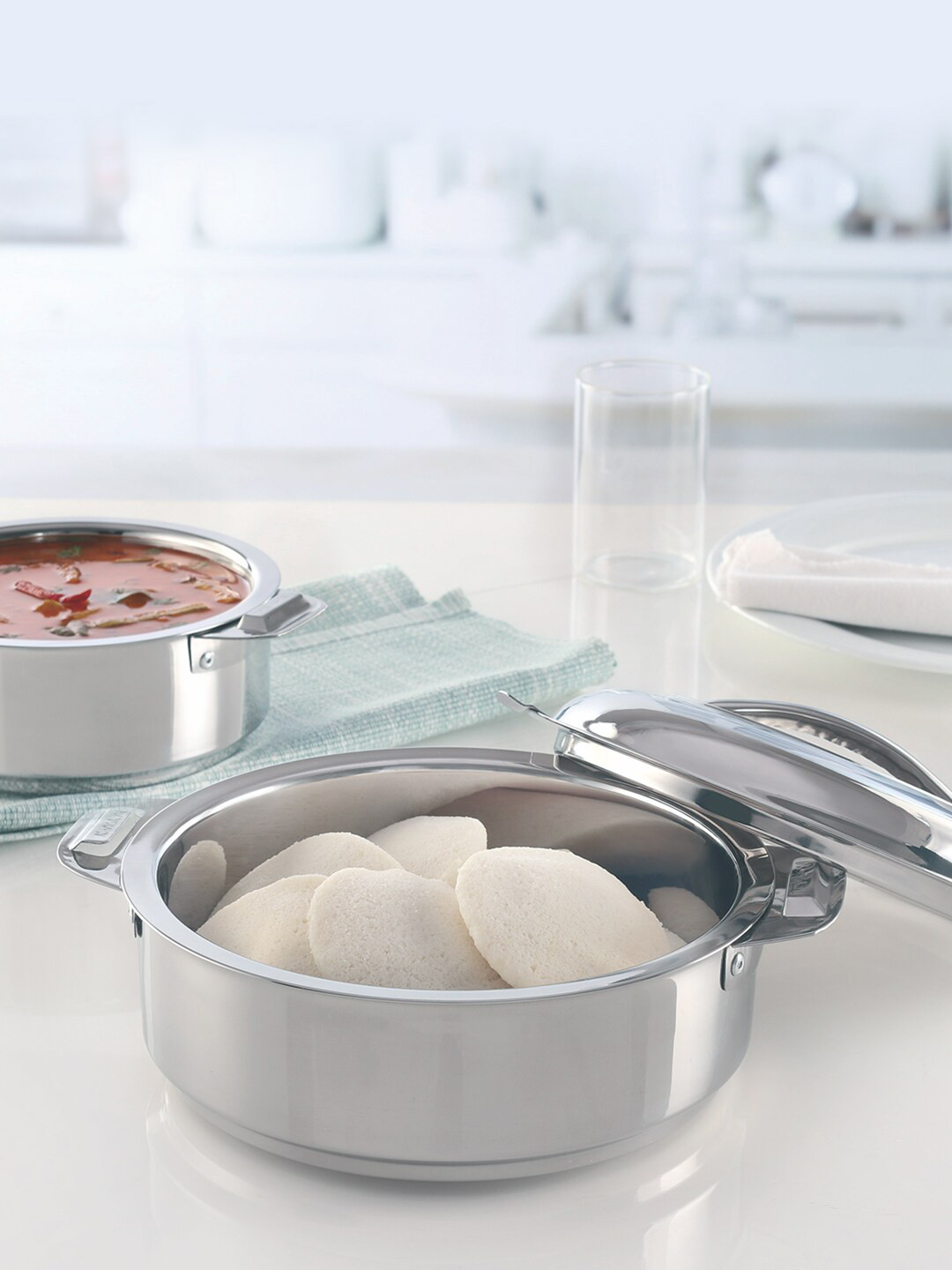 Buy Borosil Set Of 3 Stainless Steel Curry Server Serveware for