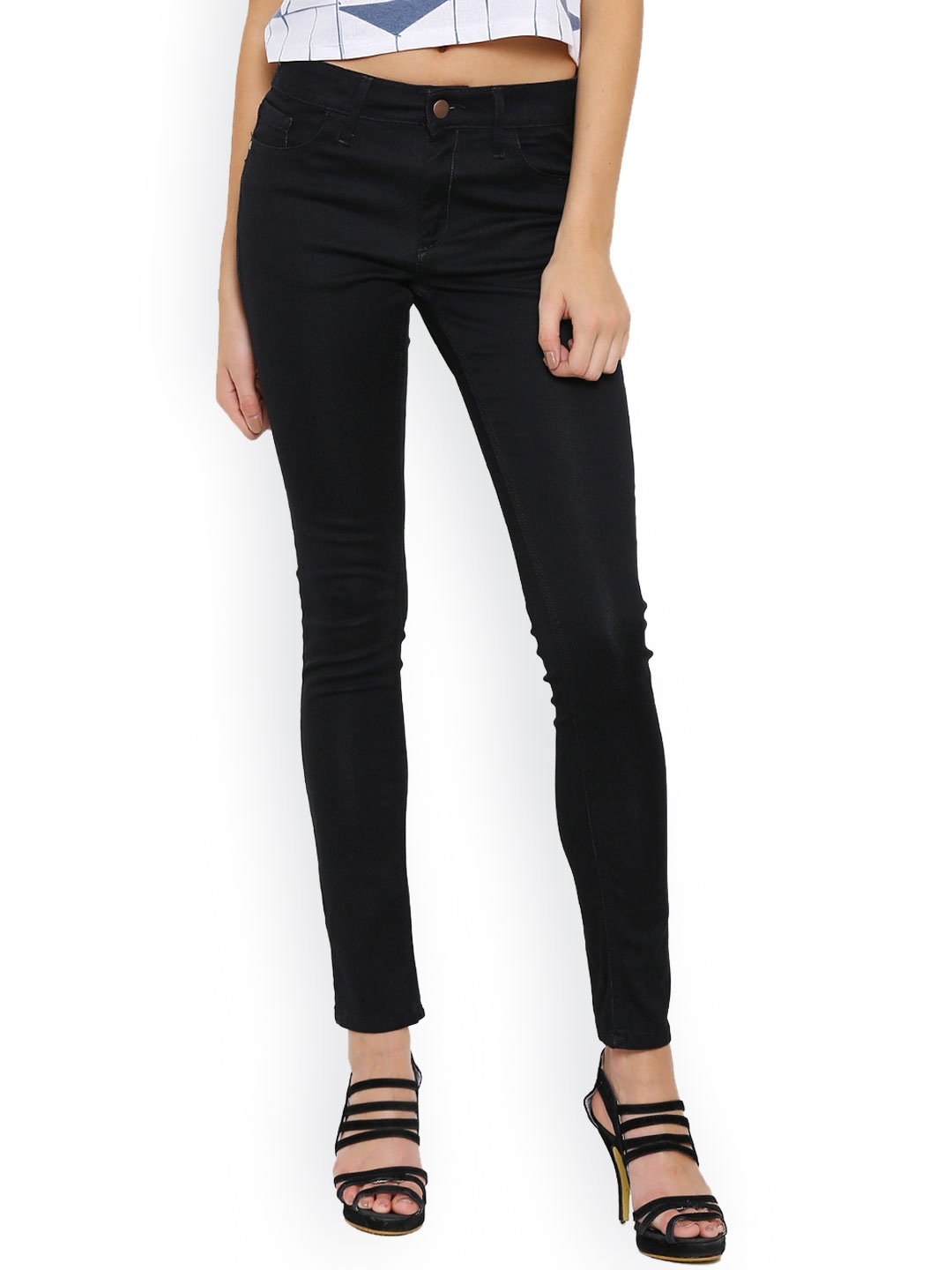 Buy Alibi Women Black Slim Fit Mid Rise Clean Look Jeans - Jeans for ...