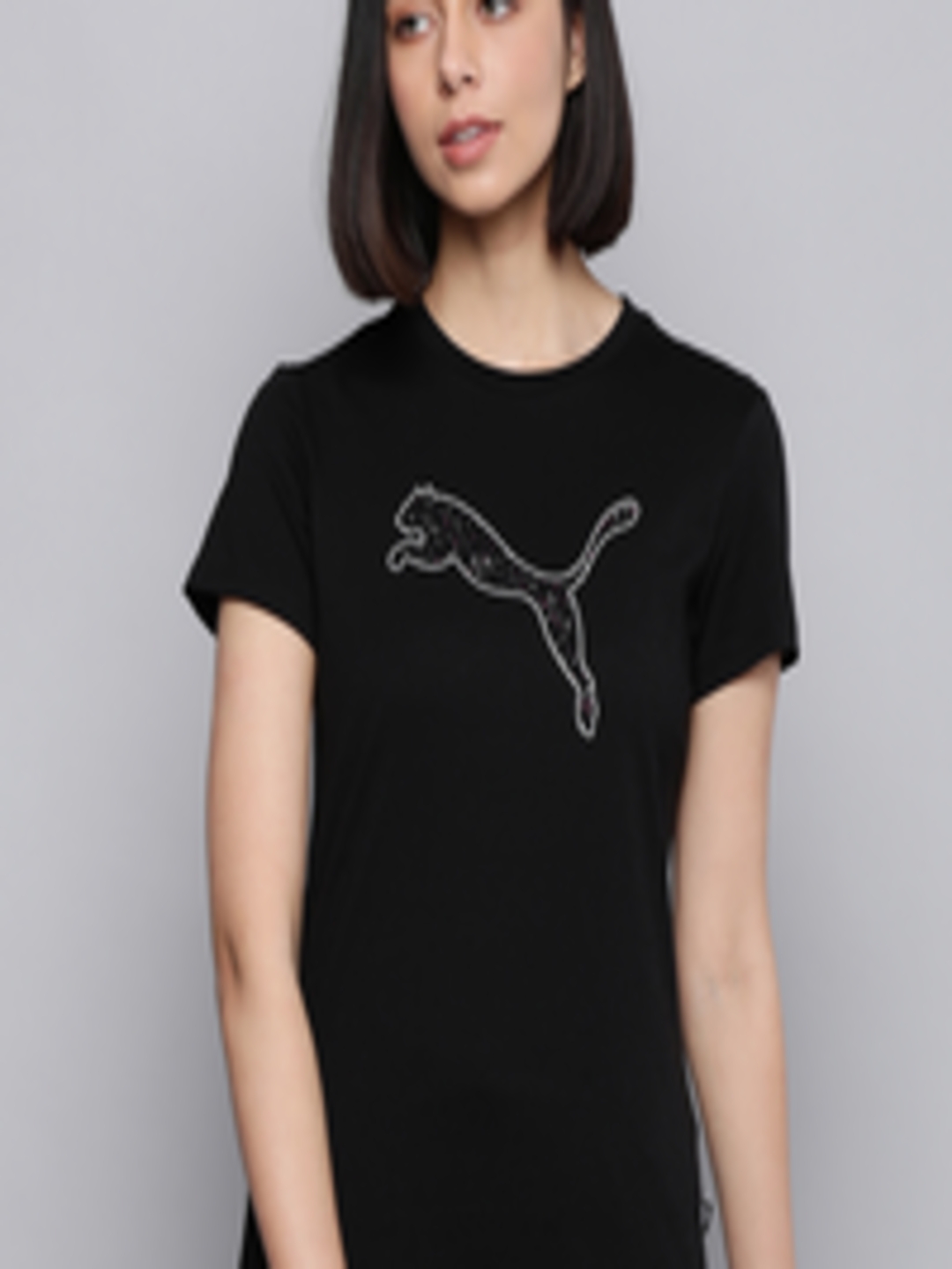 Buy Puma Women Black Brand Logo Printed T Shirt - Tshirts for Women ...