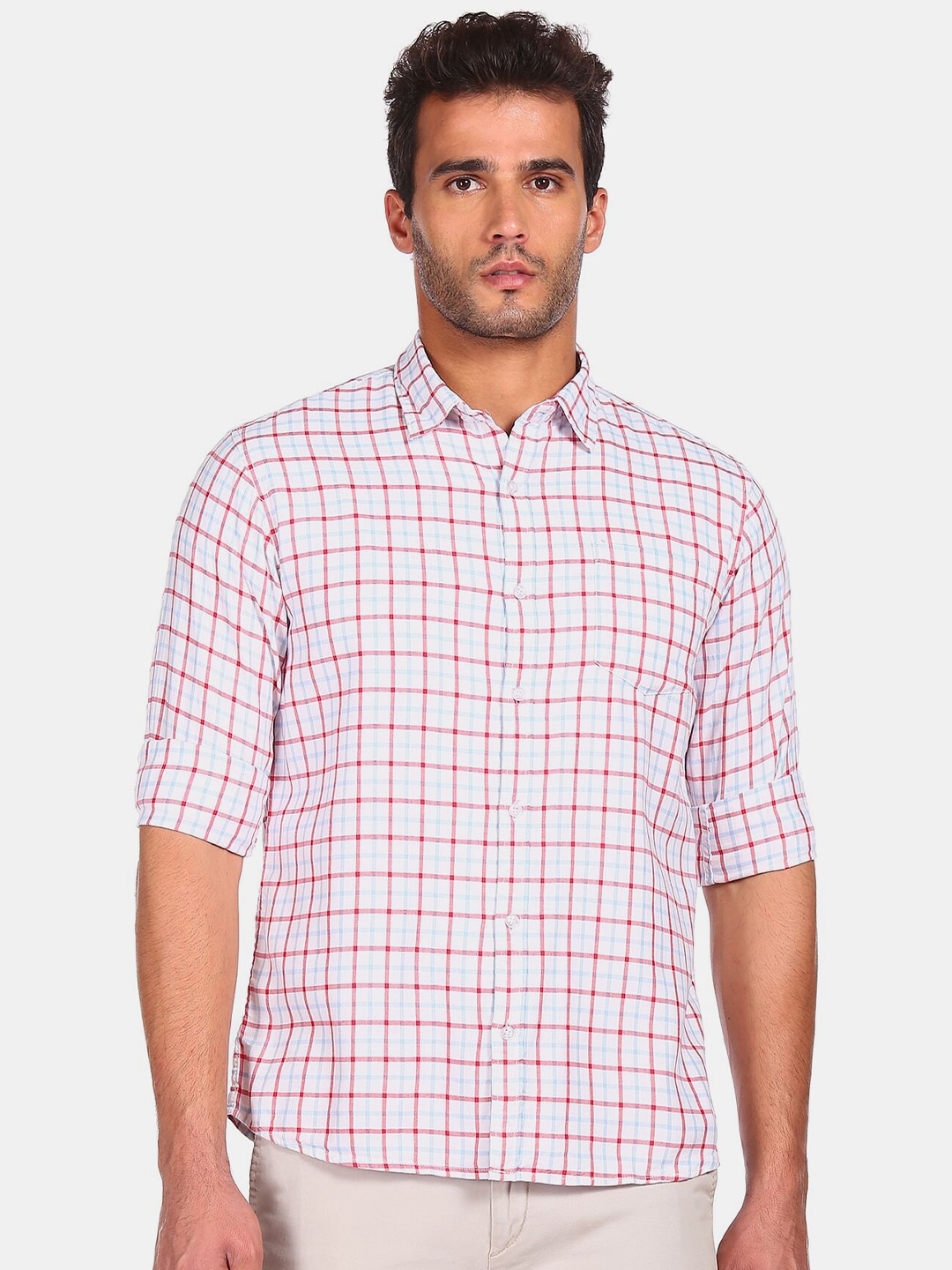 Buy Ruggers Men White And Red Checked Pure Cotton Casual Shirt Shirts For Men 16756070 Myntra