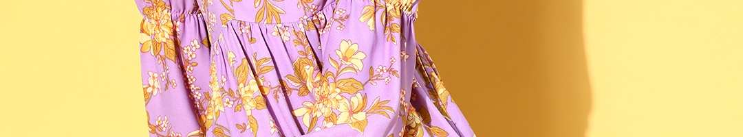 Buy DressBerry Women Elegant Lavender Floral Sun Dress - Dresses for ...