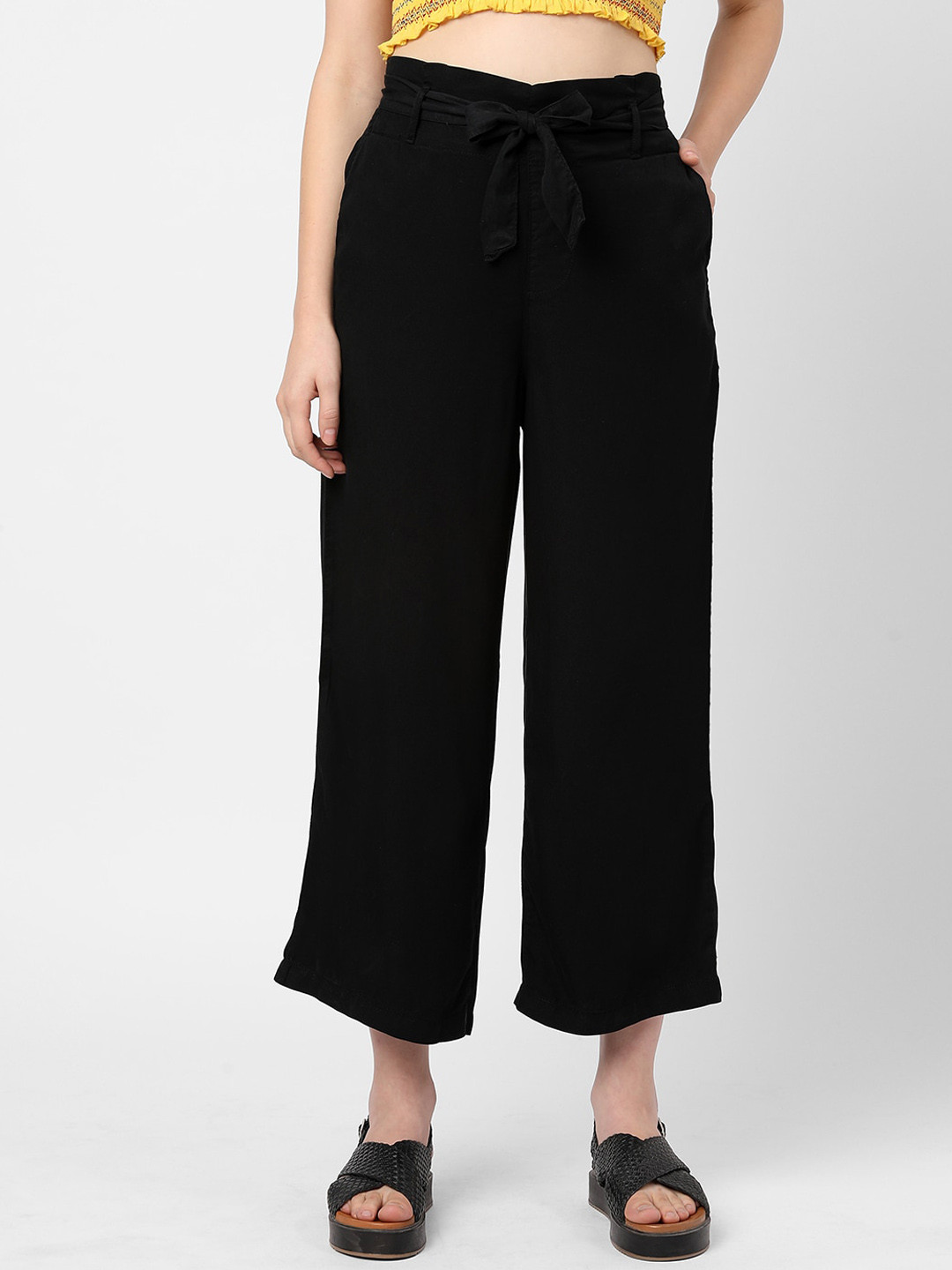 Buy Kraus Jeans Women Black Comfort Loose Fit High Rise Trousers