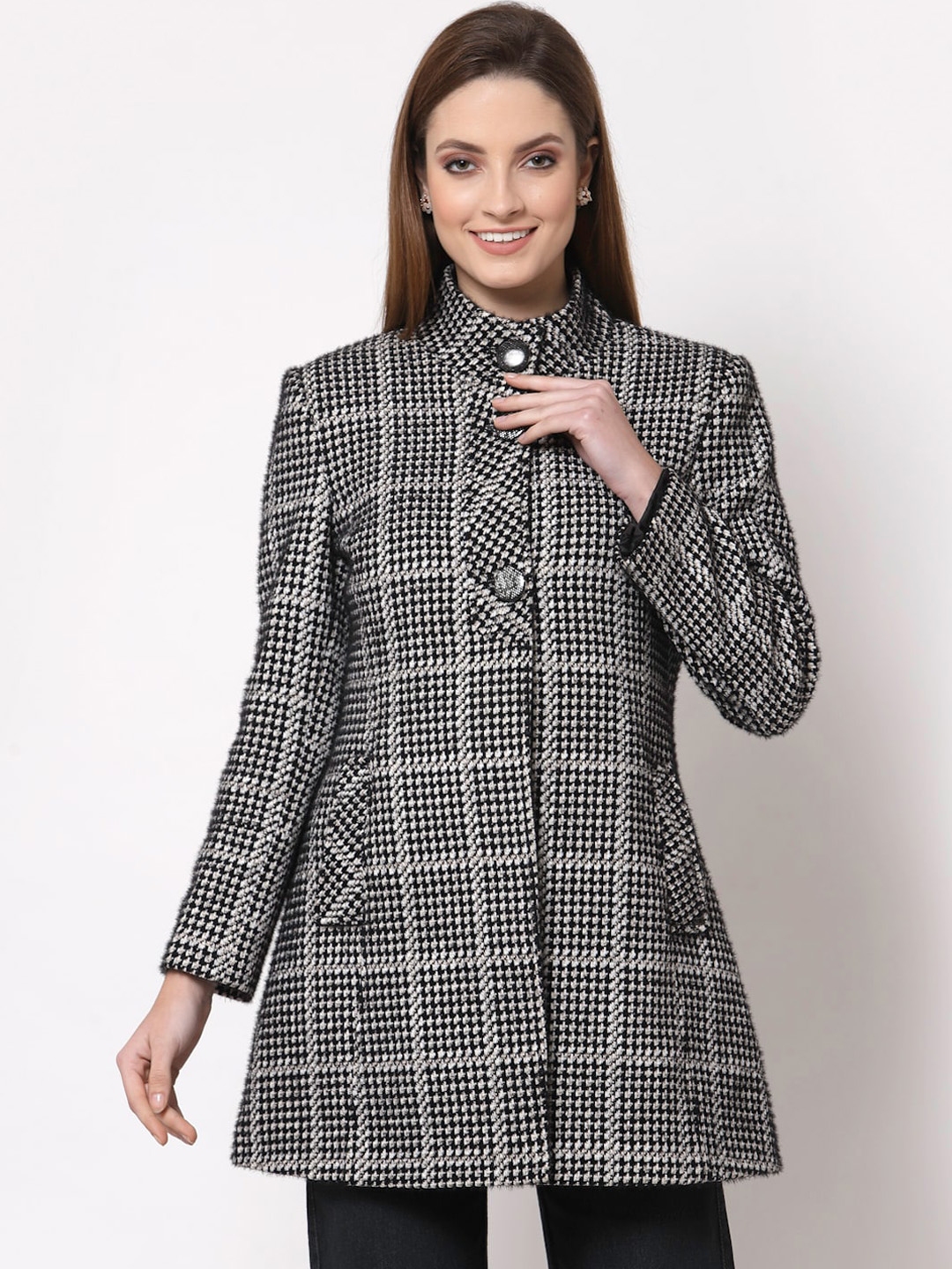 Buy Juelle Women Black Checked Trench Coat - Coats for Women 16775404 ...