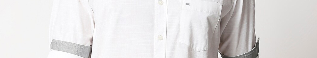 Buy Basics Men White Self Striped Slim Fit Cotton Casual Shirt - Shirts ...