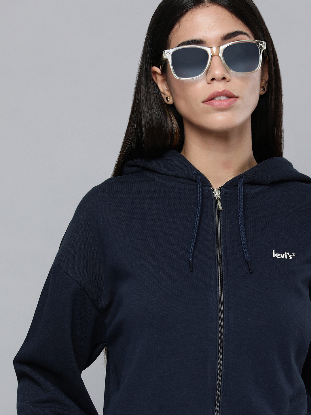 Buy Levis Women Navy Blue Hooded Sweatshirt - Sweatshirts for Women ...