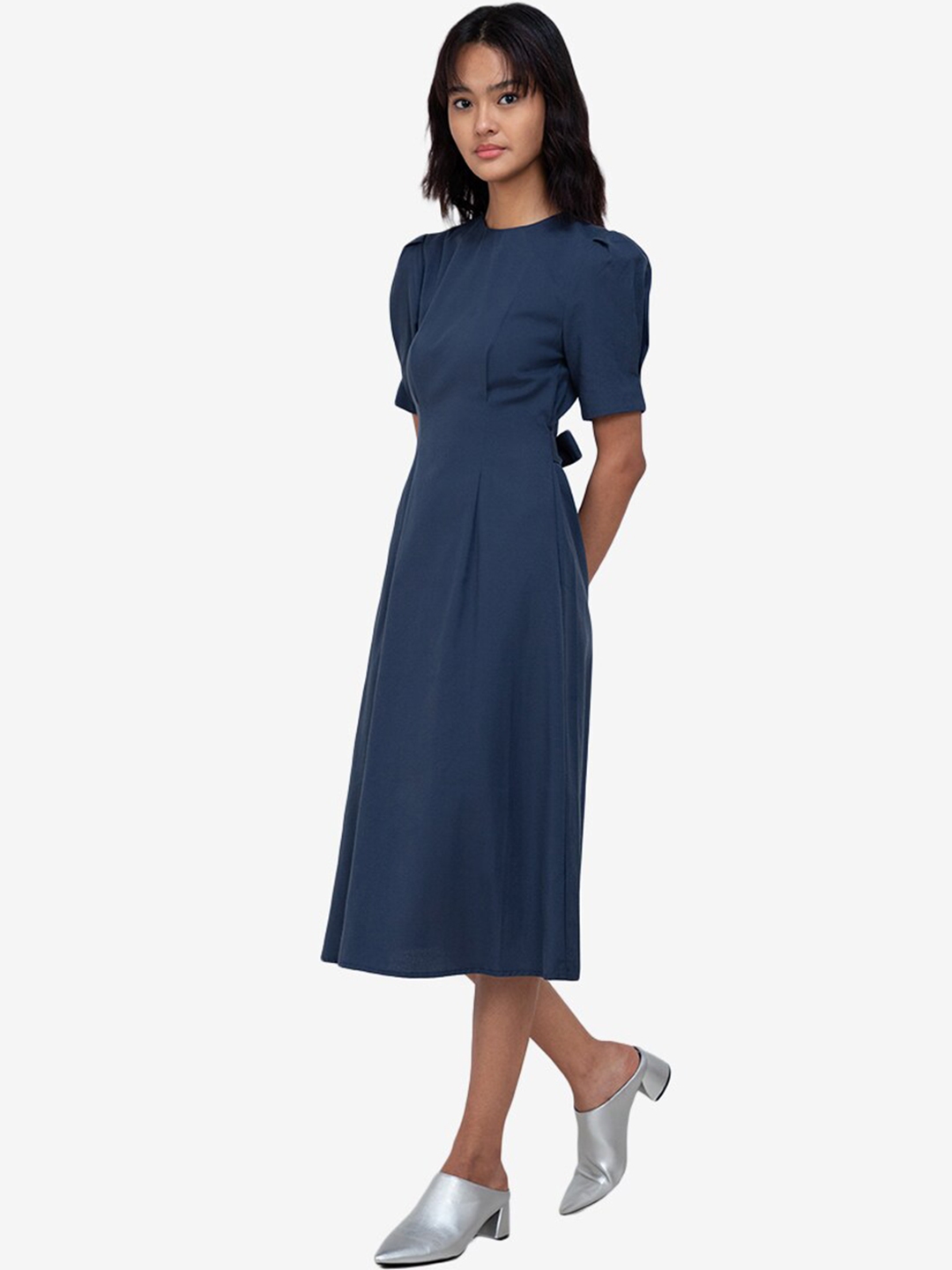 Buy ZALORA BASICS Navy Blue A Line Midi Dress - Dresses for Women 16781758 | Myntra