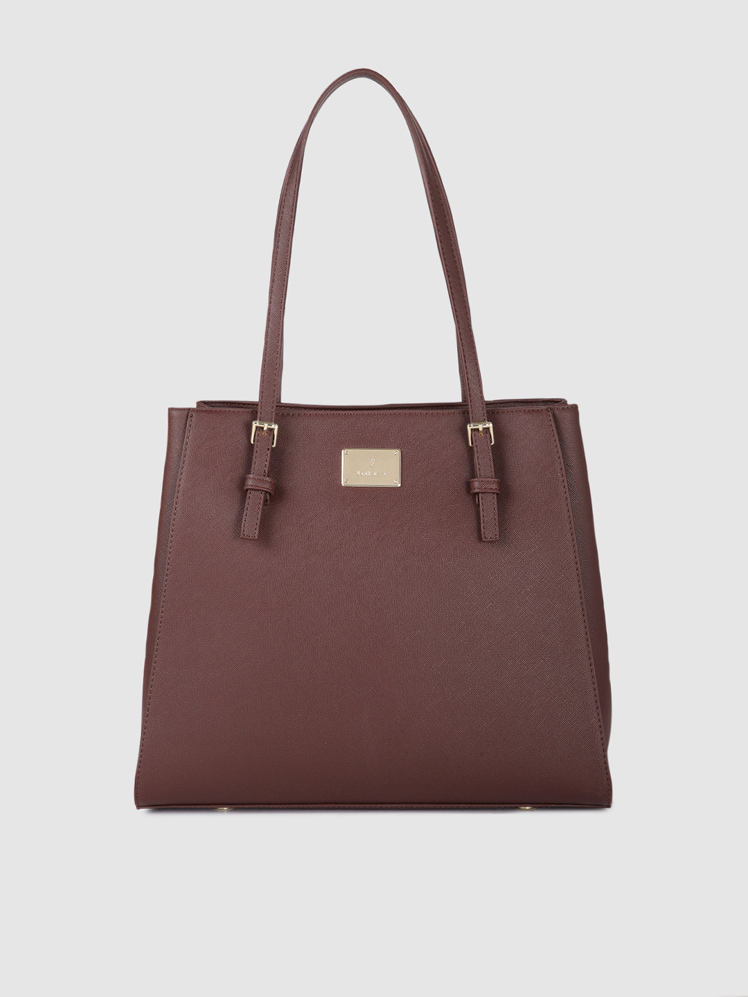 Buy Van Heusen Burgundy PU Structured Shoulder Bag Handbags for Women