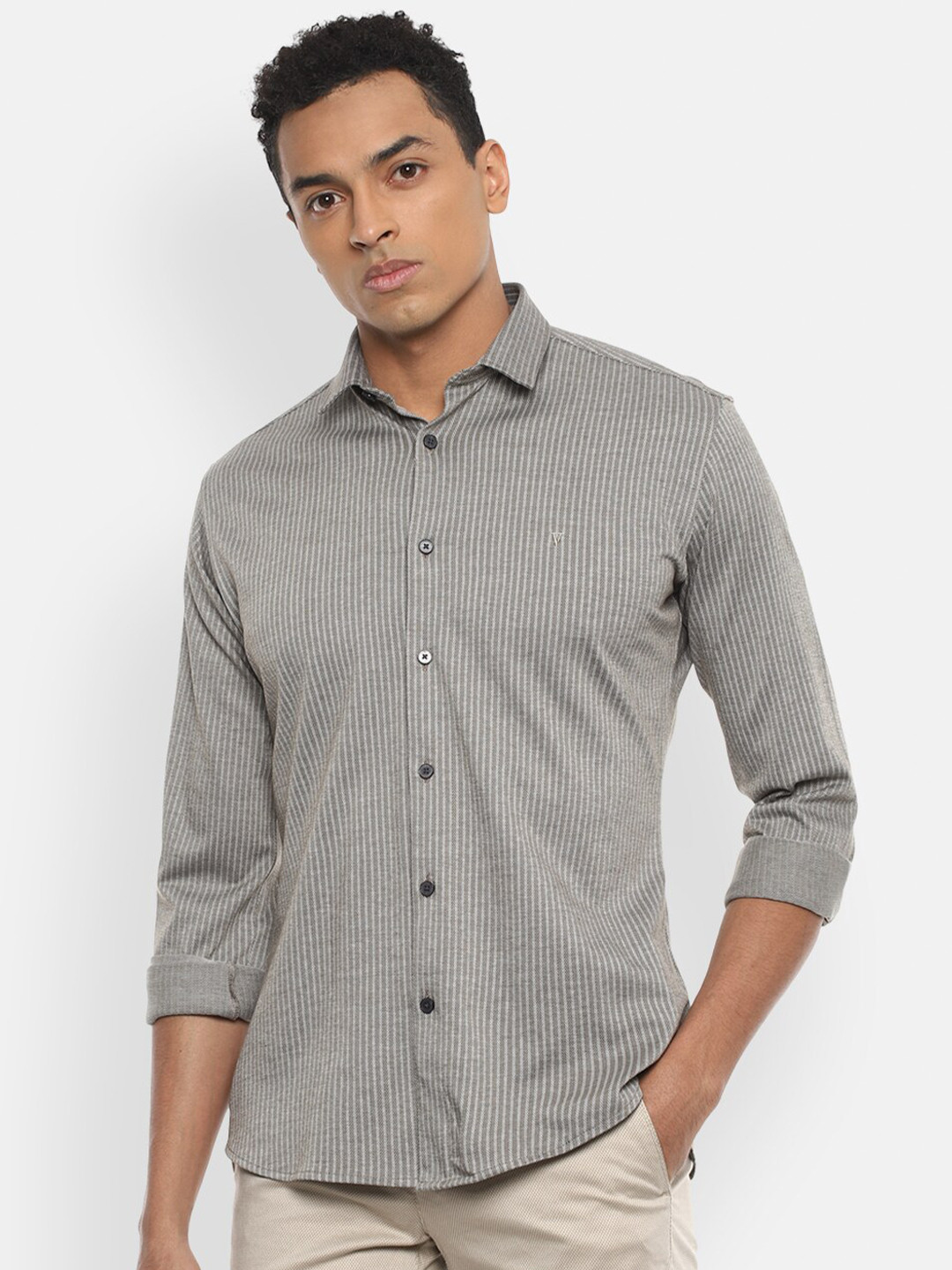 Buy Van Heusen Sport Men Grey Slim Fit Striped Casual Shirt Shirts