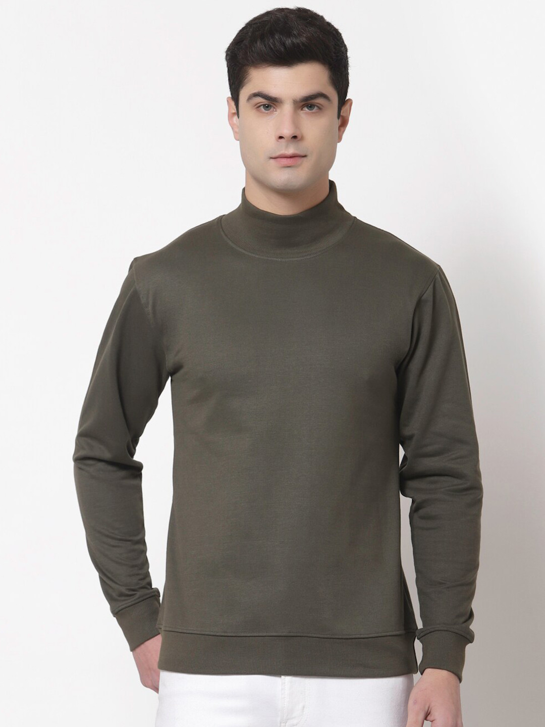 Buy Style Quotient Men Olive Green Cotton Sweatshirt Sweatshirts for