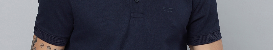 Buy Levis Men Navy Blue Solid Polo Collar Regular Sleeves Applique ...