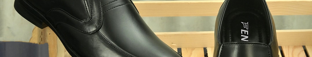 Buy Fentacia Men Black Solid Genuine Leather Formal Slip Ons - Formal ...