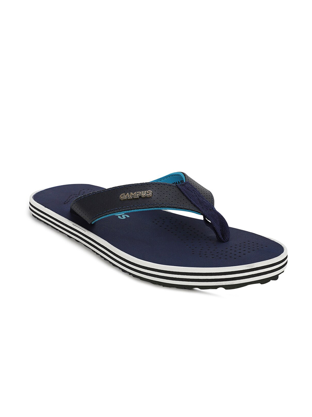Buy Campus Men Navy Blue & White Room Slippers - Flip Flops for Men ...