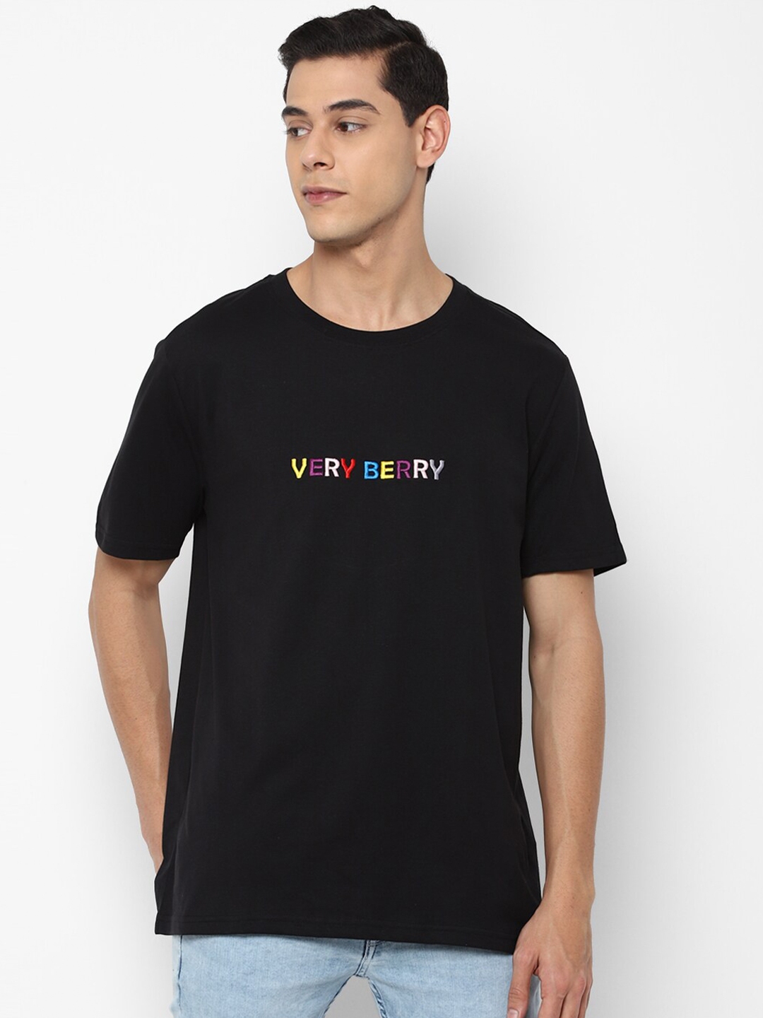 Buy FOREVER 21 Men Black Typography T Shirt Tshirts for Men 16807954