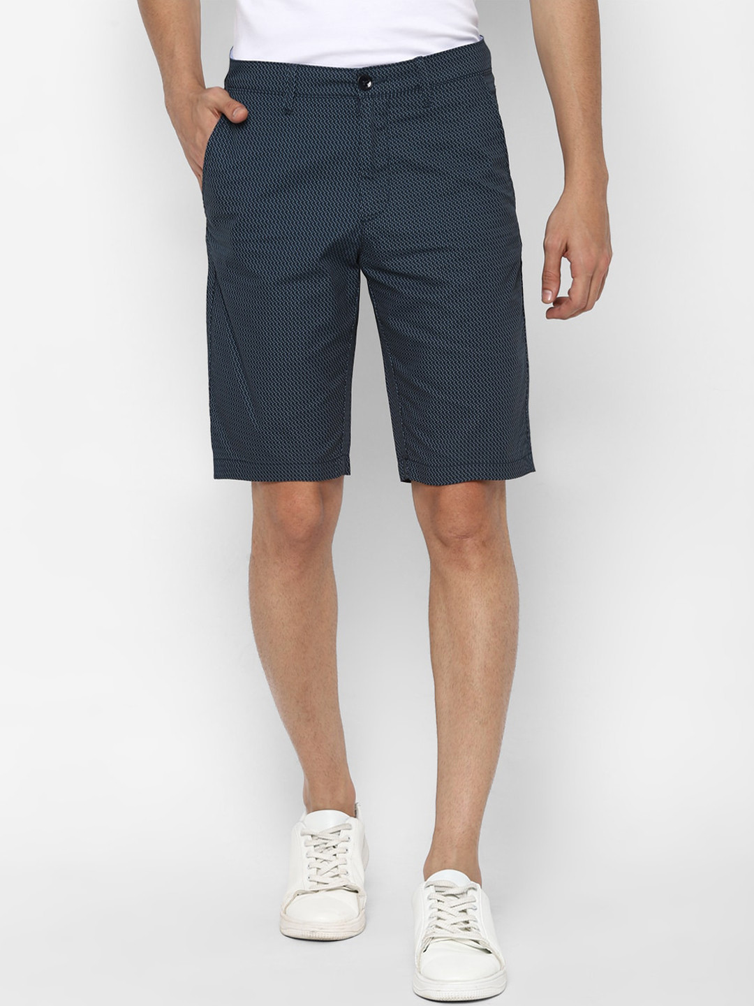 Buy Allen Solly Men Navy Blue Slim Fit Pure Cotton Shorts Shorts for
