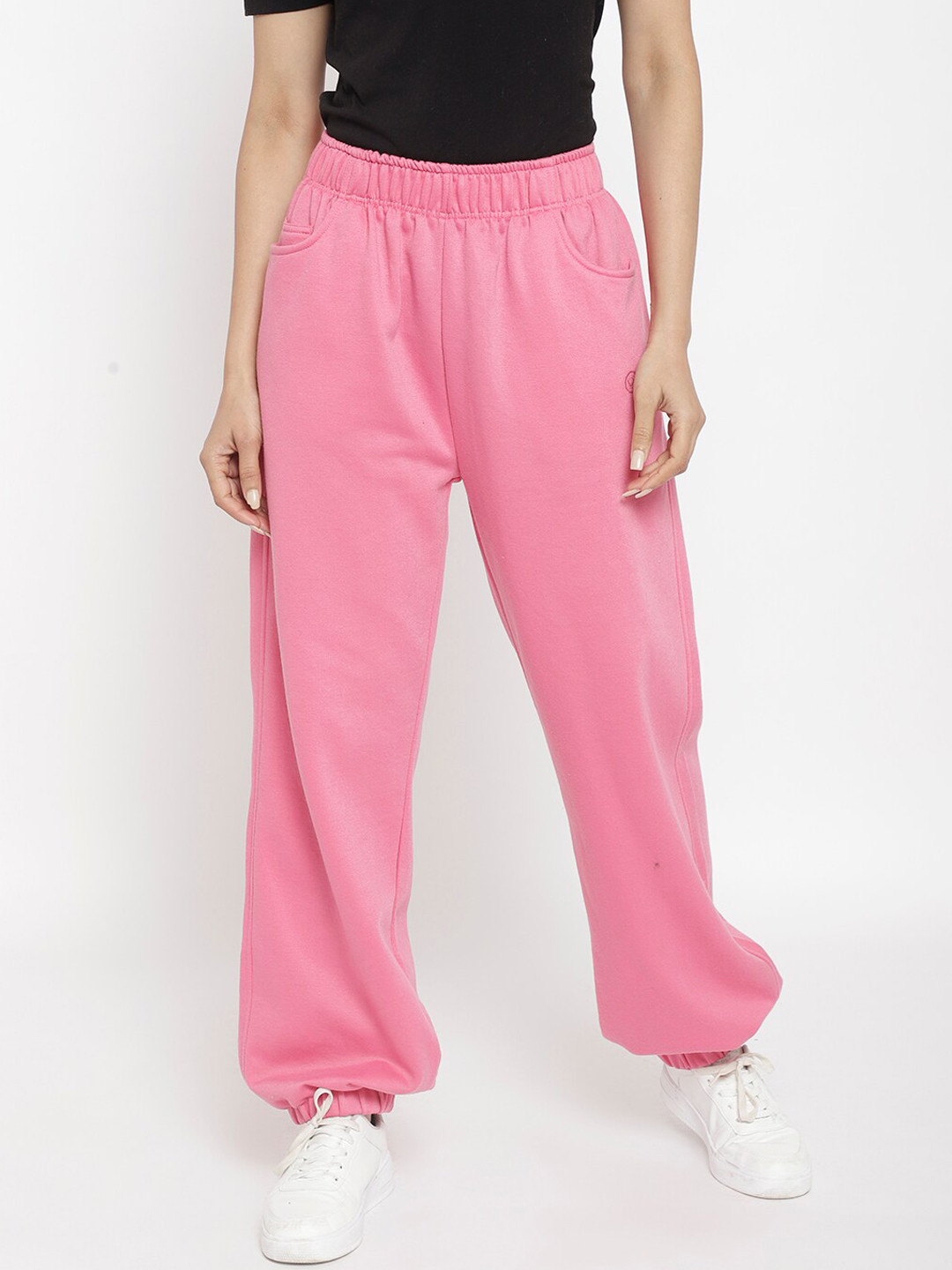 Buy CHKOKKO Women Pink Relaxed Fit Joggers Track Pants for Women