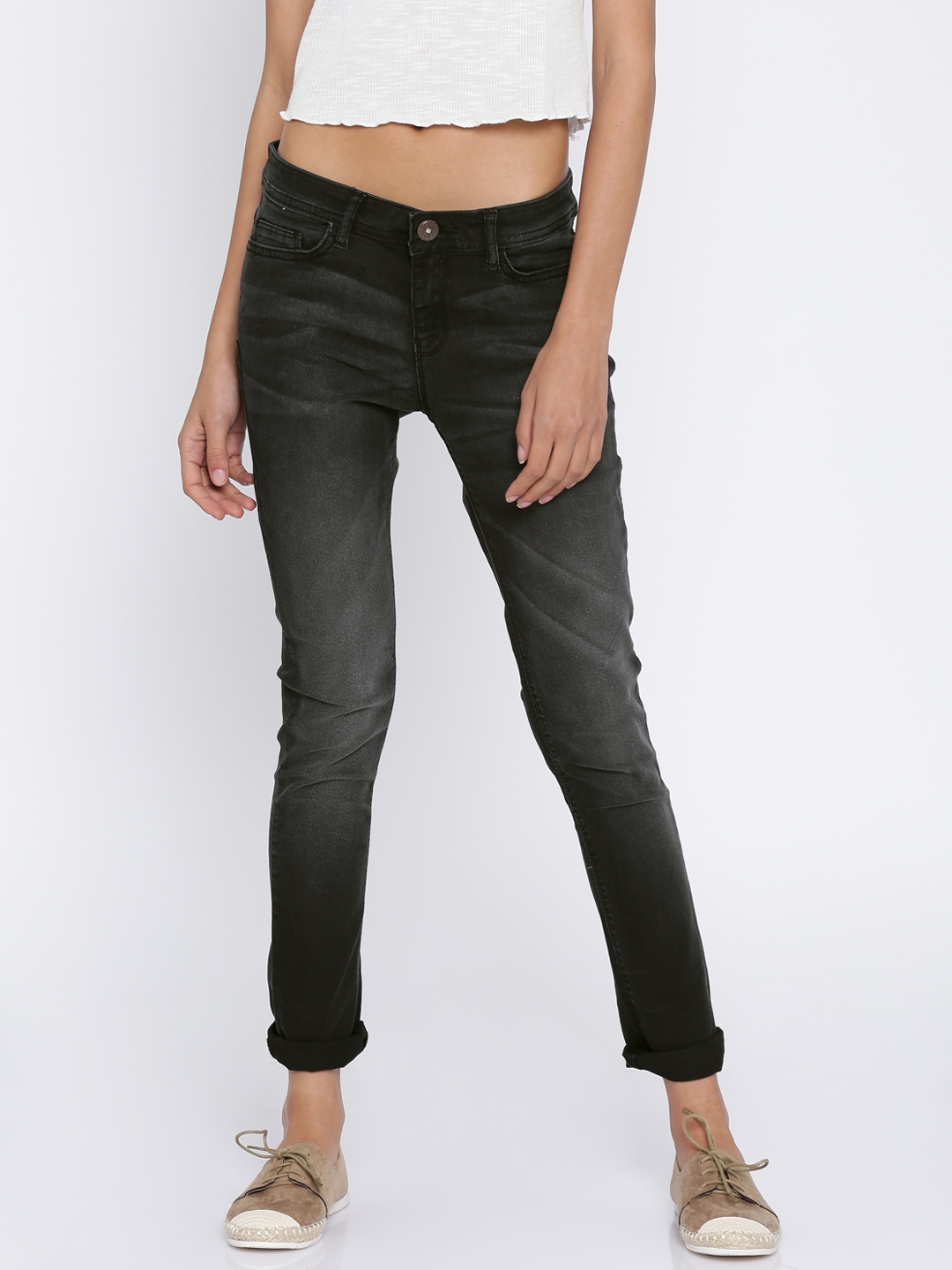 Buy Jealous 21 Women Black Super Skinny Fit Mid Rise Clean Look ...