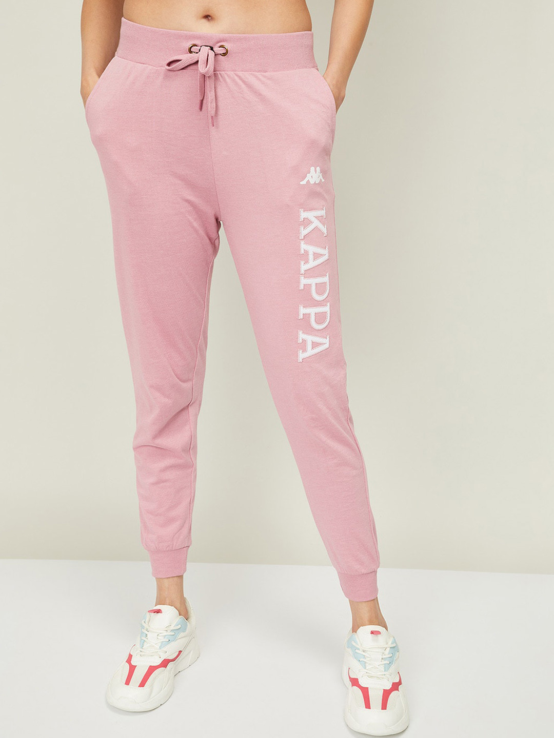 Buy Kappa Women Pink Solid Cotton Joggers Track Pants for Women