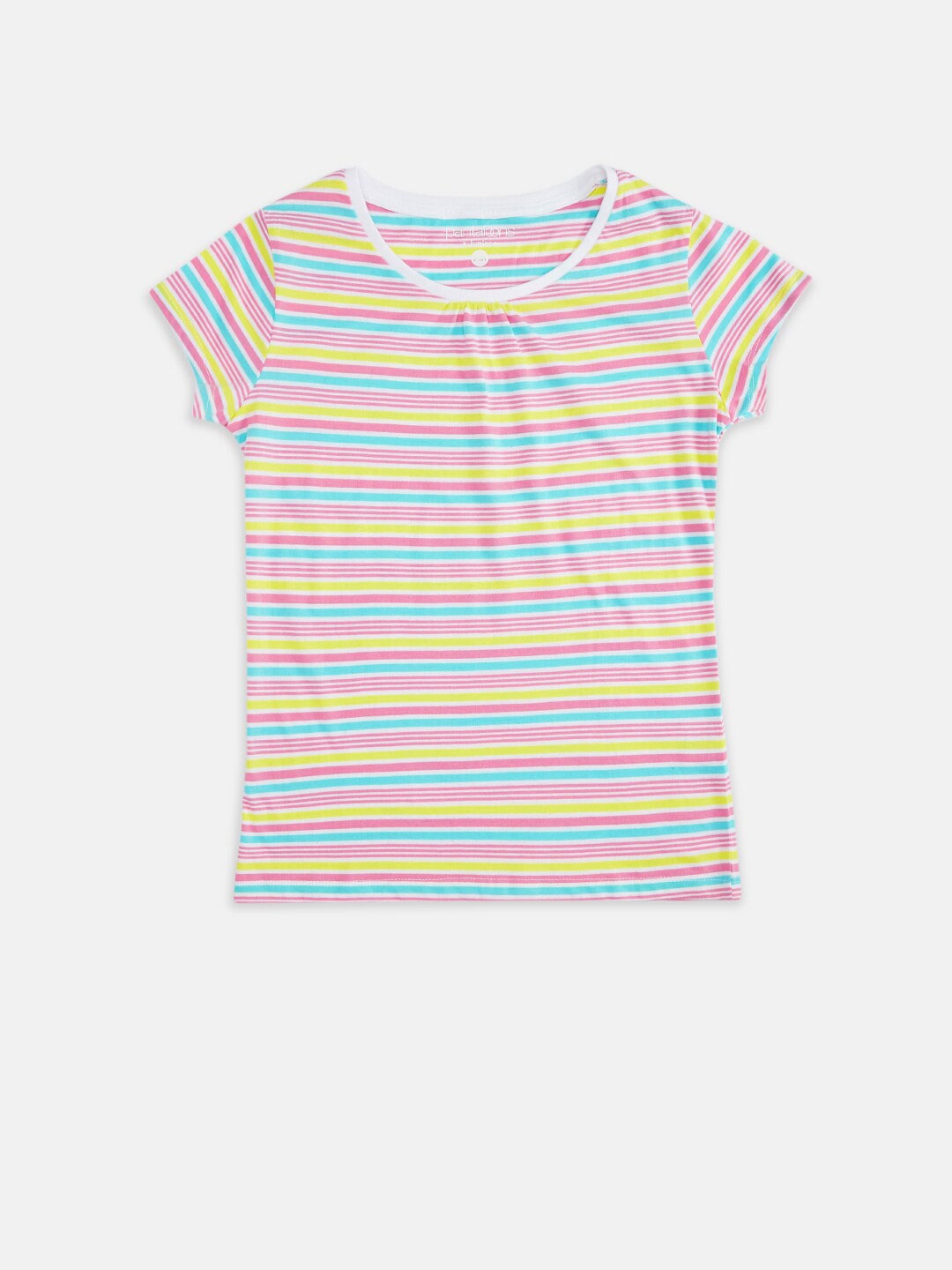 Buy Pantaloons Junior Girls White & Blue Striped Pure Cotton T Shirt ...