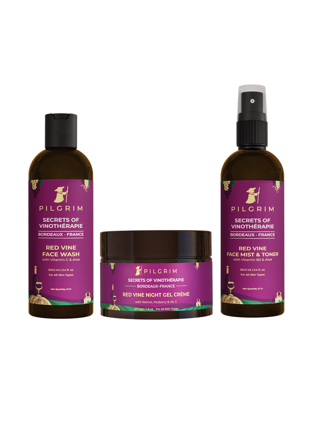 Buy Pilgrim Red Vine Anti Ageing Face Care Kit For Youthful Glow Skin