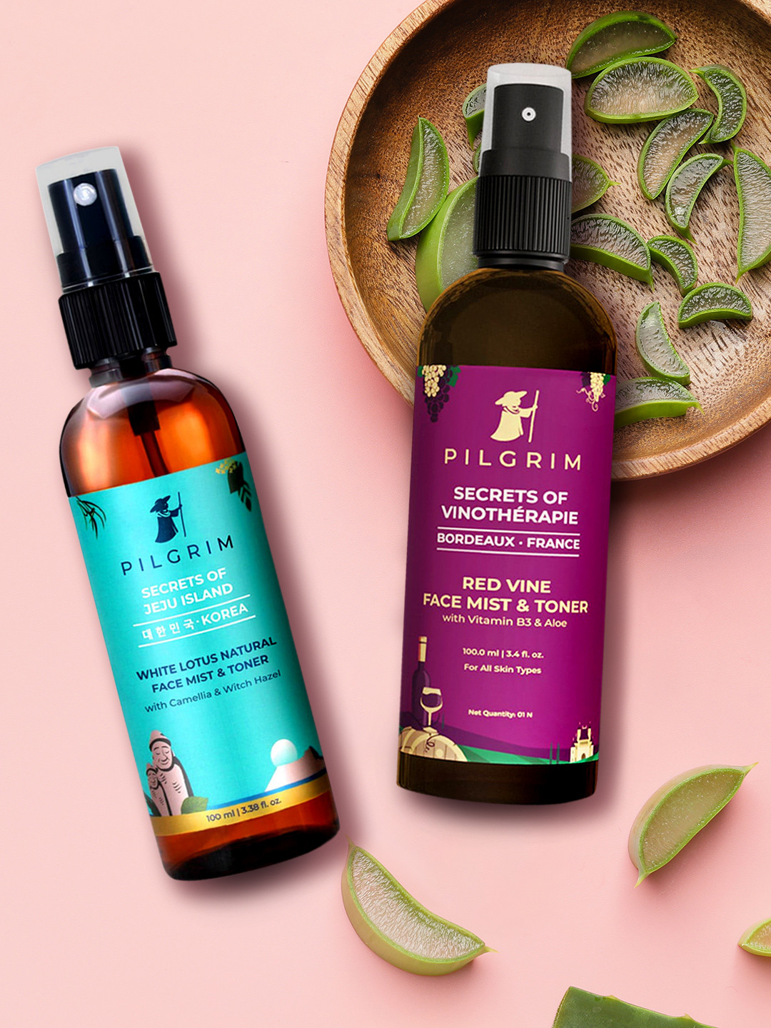 Buy Pilgrim Set Of Face Mist & Toner Korean Beauty & French Beauty