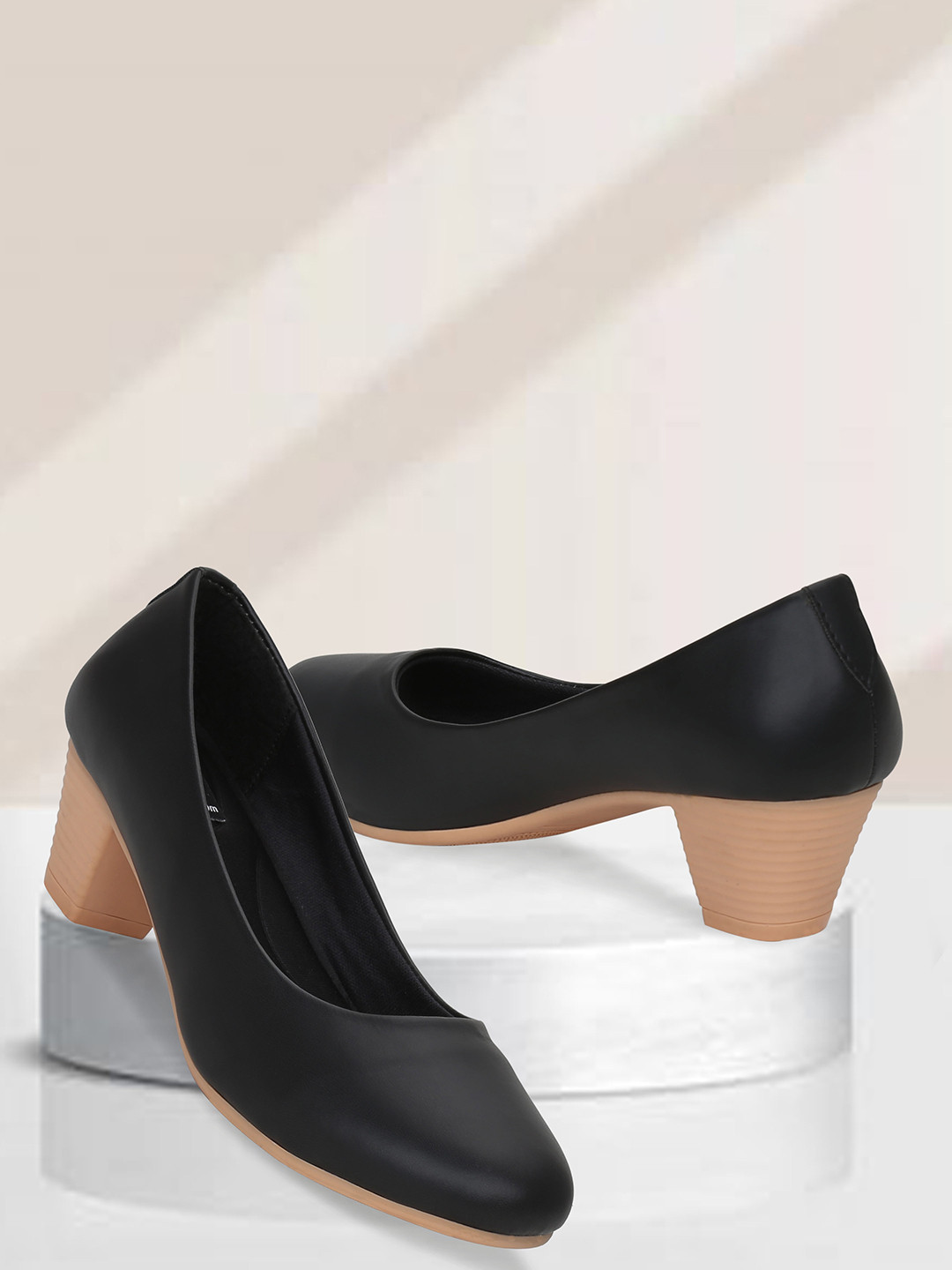 Buy Get Glamr Black Work Block Pumps Heels for Women 16832620 Myntra