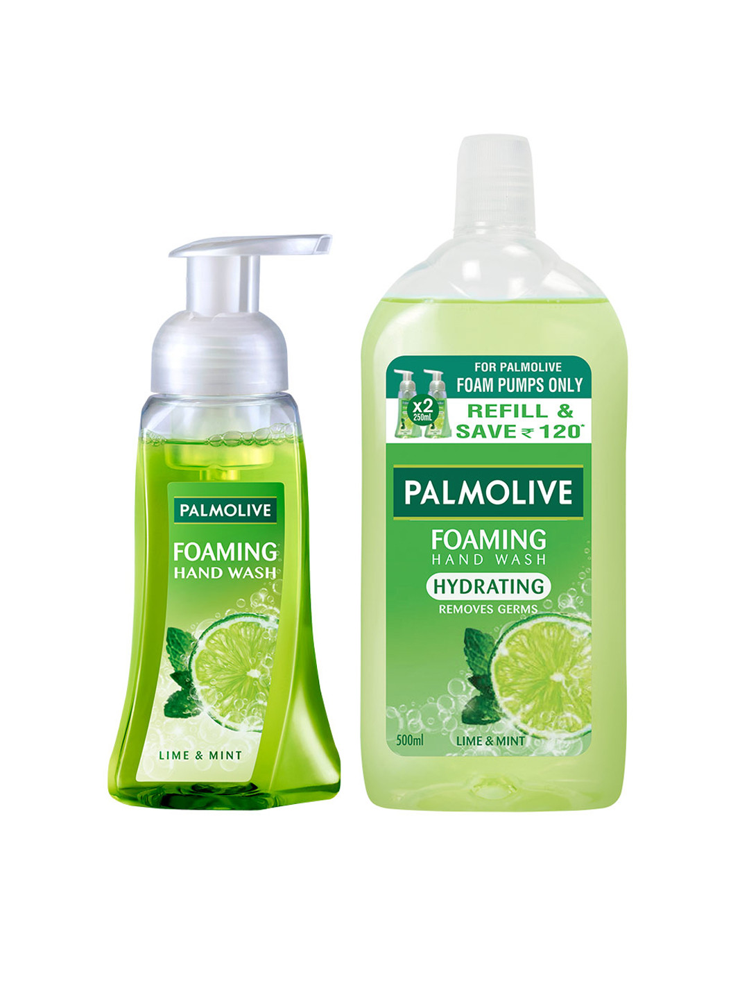 Buy Palmolive Set Of 2 Foaming Lime & Mint Hand Wash 250 Ml & 500 Ml