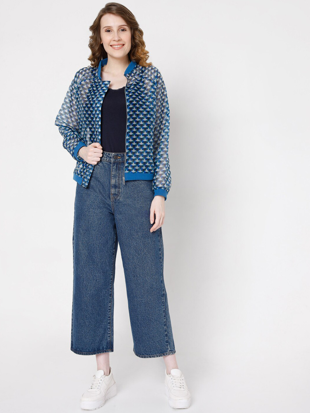 Buy Vero Moda Women Blue Floral Lightweight Tailored Jacket Jackets