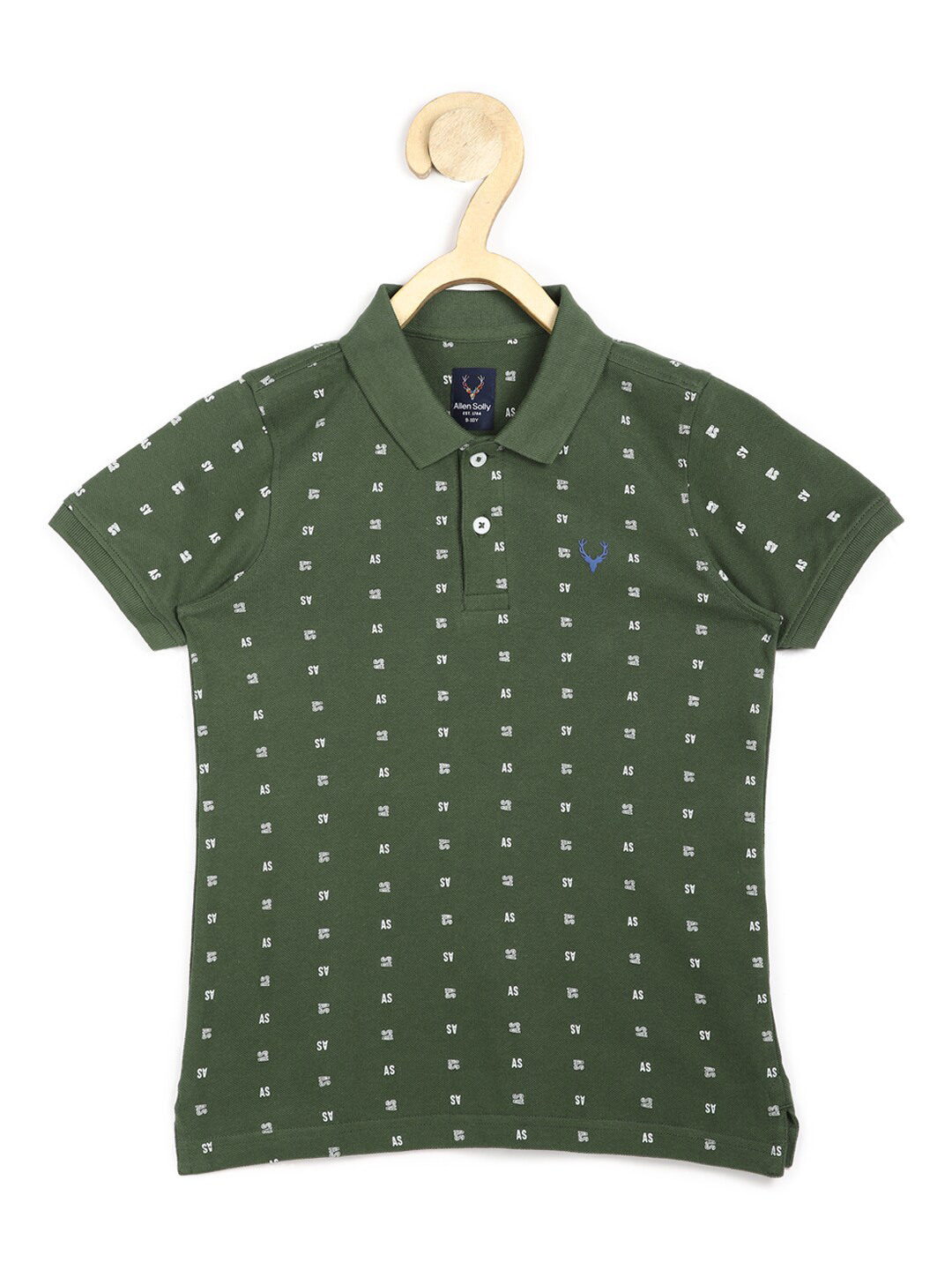 Buy Allen Solly Junior Boys Olive Green Typography Printed Polo Collar
